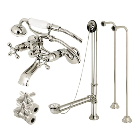 Kingston Brass Clawfoot Tub Faucet Packages, Polished Nickel, Tub Wall Mount CCK265PN